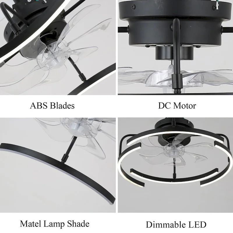 Cusp Barn 20-Inch LED 6-DIY Shape Smart Ceiling Fan With Light, 6-Speed Reversible Ceiling Fan Light With Remote Control