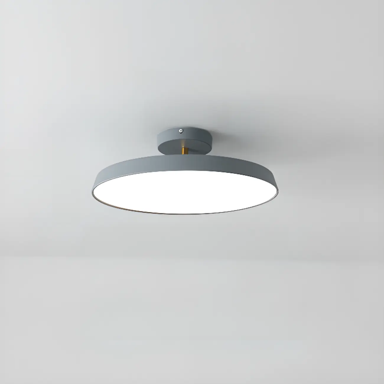 Modern Grey Round Dimmable Semi Flush LED Ceiling Light