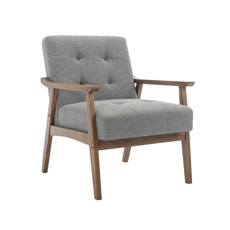 Galina Fabric Accent Chair with Rubberwood Legs