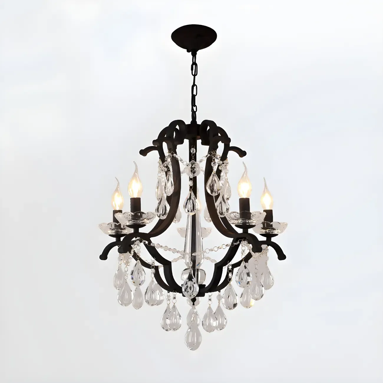 Traditional Black Crystal Candlestick Chandelier