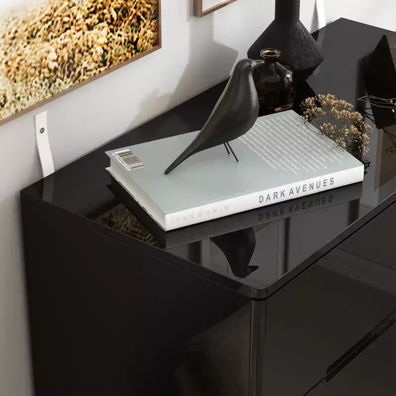 Hitow High Gloss 5 Drawer Dresser with Underlight Concealed Handle Chest of Drawers