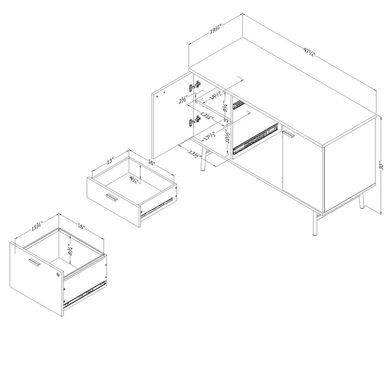 2-Door Office Credenza with File Drawer and Adjustable Shelves – Modern Style