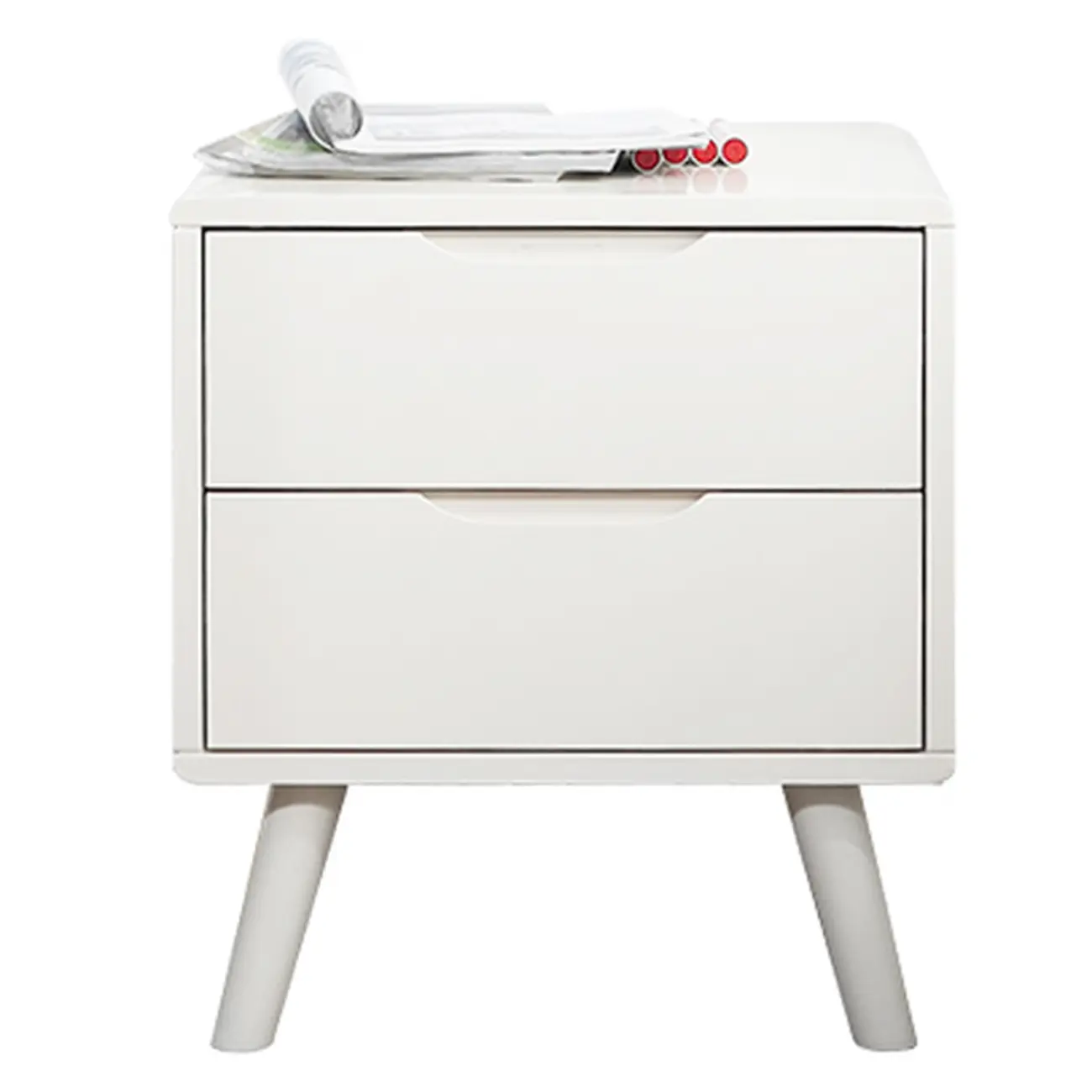 Scandinavian Rubberwood Nightstand with Drawers