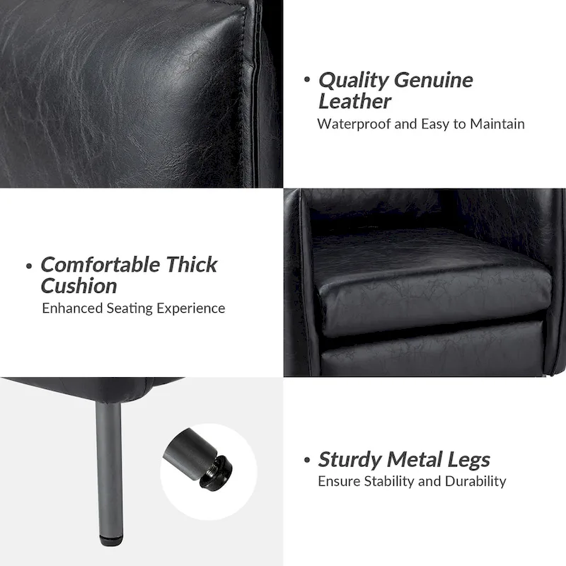 Jaime Modern Vegan Leather Accent Chair with removable Cushion by HULALA HOME