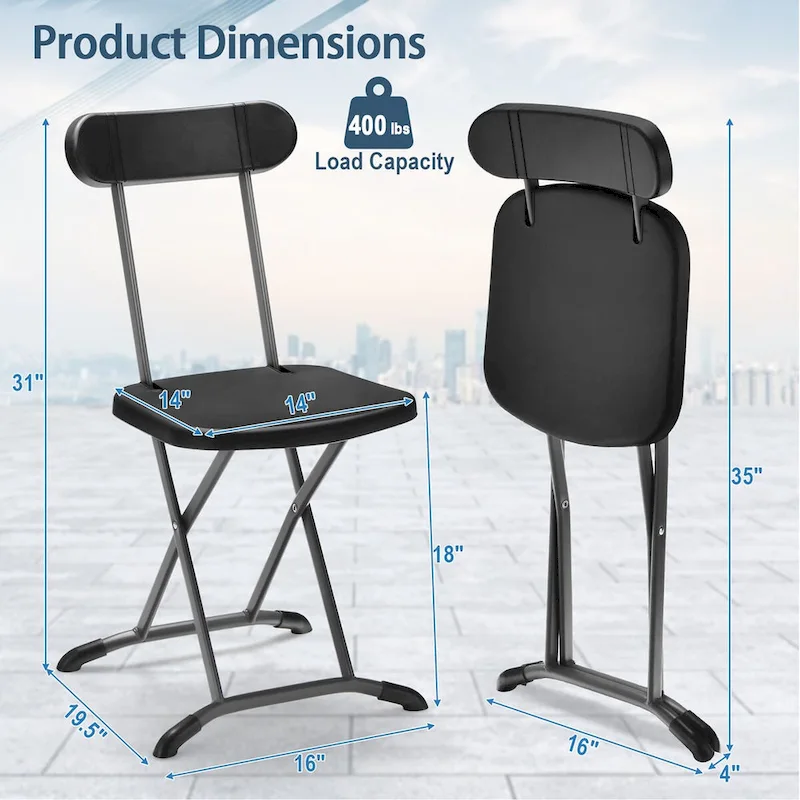 Gymax 4-Pack Folding Chair w/ Metal Curved Feet Wide Seat & Ergonomic