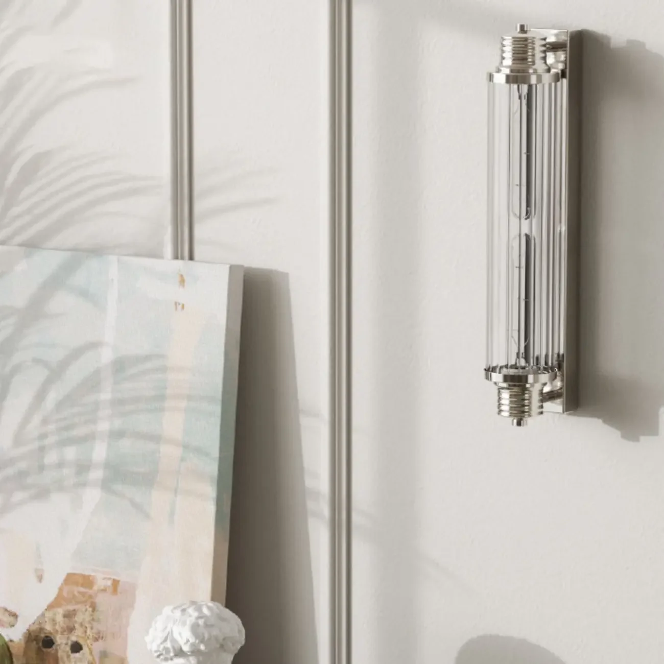 Chrome Glass Cylinder Vertical Wall Sconce