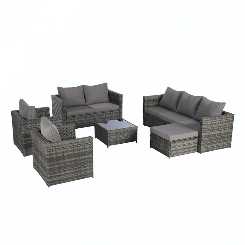 6PCS Rattan Convrtsation Set With Glass Table