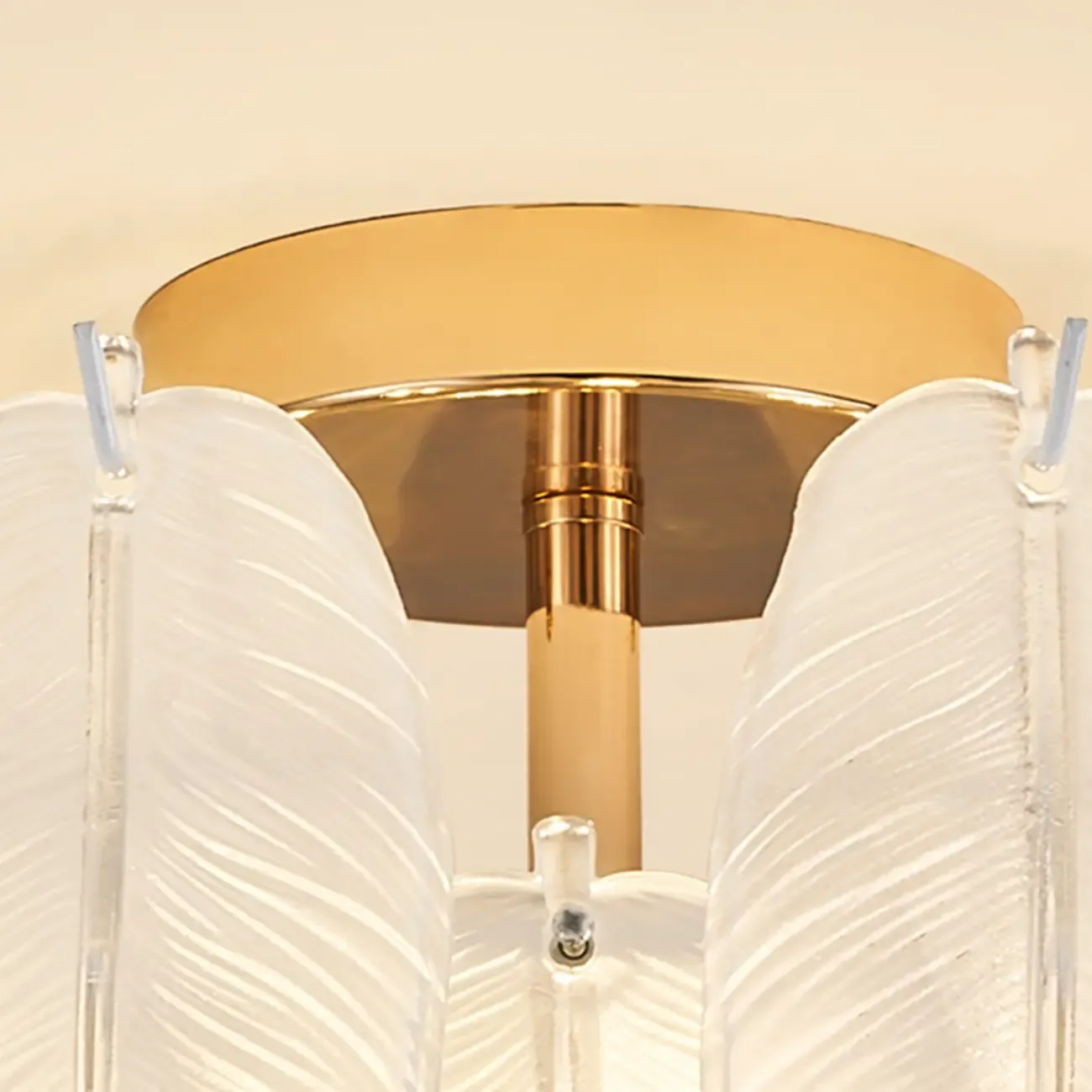 Modern Elegant Feather Glass Semi Flush Ceiling Light