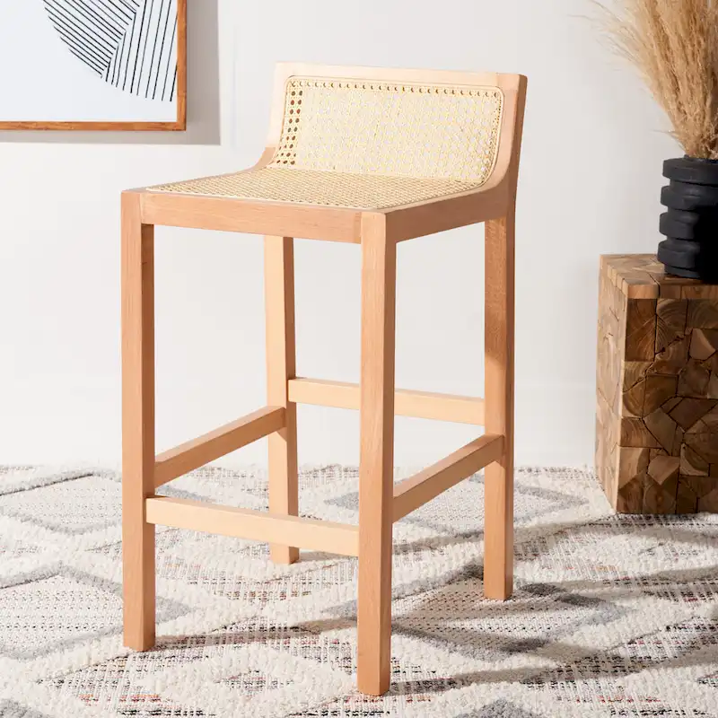 Natural Cane Low Back Counter Stool