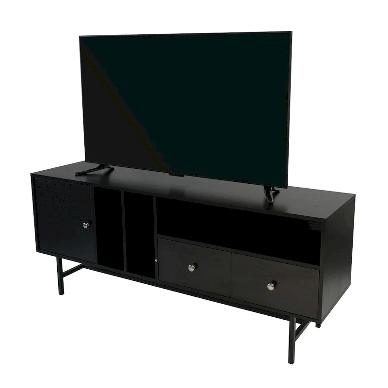 Rochester 2-Drawer 4-Shelf TV Stand Credenza with Iron Legs