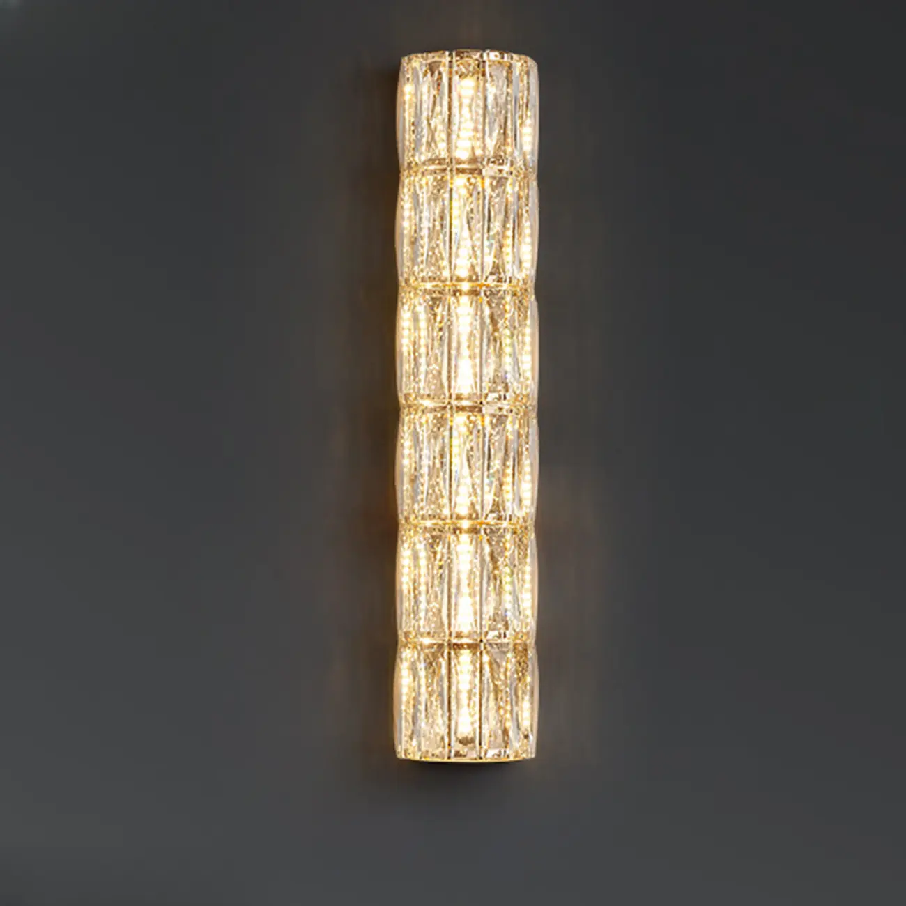 Direct-wired Steel Wall Sconce with Crystal Shade