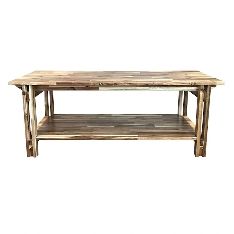 Acacia Wood Architectural Coffee Table with Shelf