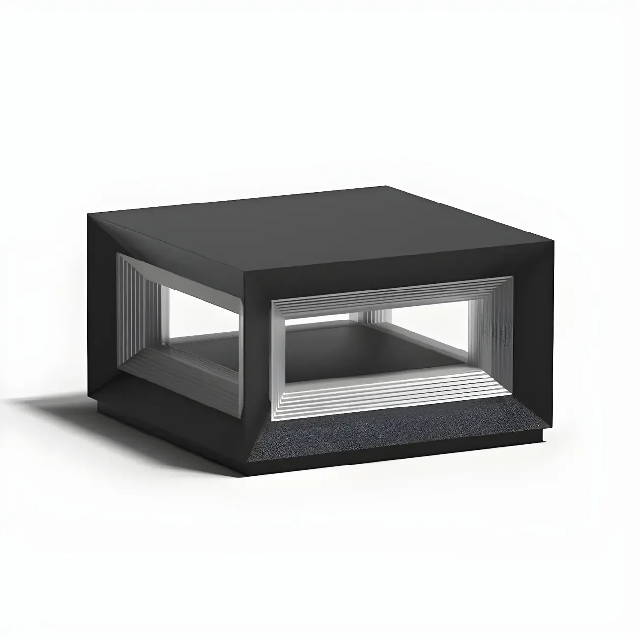 Black Metal Clear Glass Ambient Cubic Post Cap Light