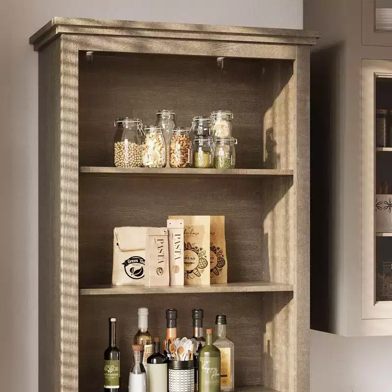 Farmhouse Narrow Tall Linen Tower - 66.5 Freestanding Bathroom, Living Room, Kitchen Storage Cabinet with 5 Shelves & Adjustable Shelf