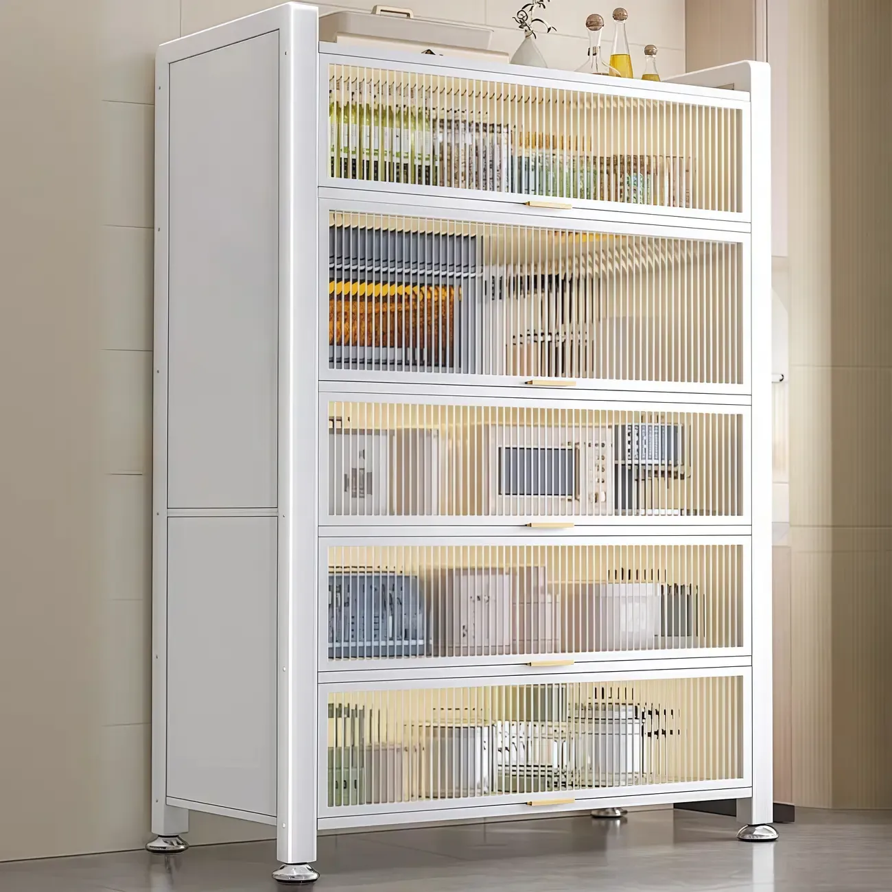 Simple Modern Metal Multi-Cabinet Lift-Up Door Sideboard