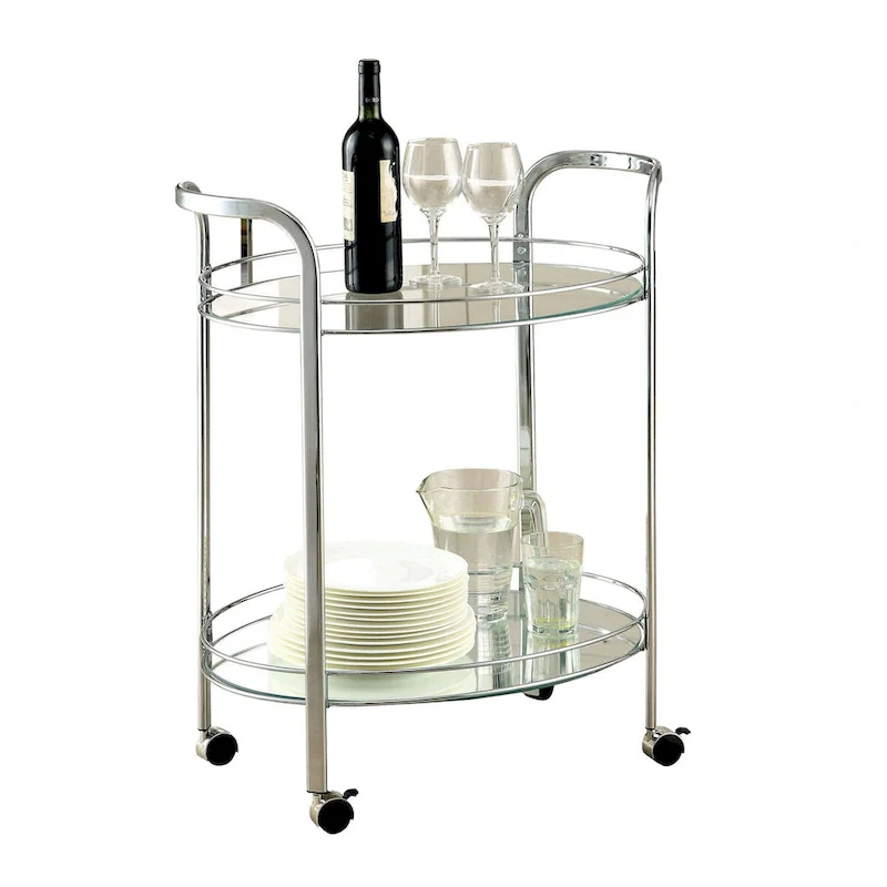 Loule Contemporary Serving Cart In Chrome Finish - 31 H x 26 W x 18 L Inches