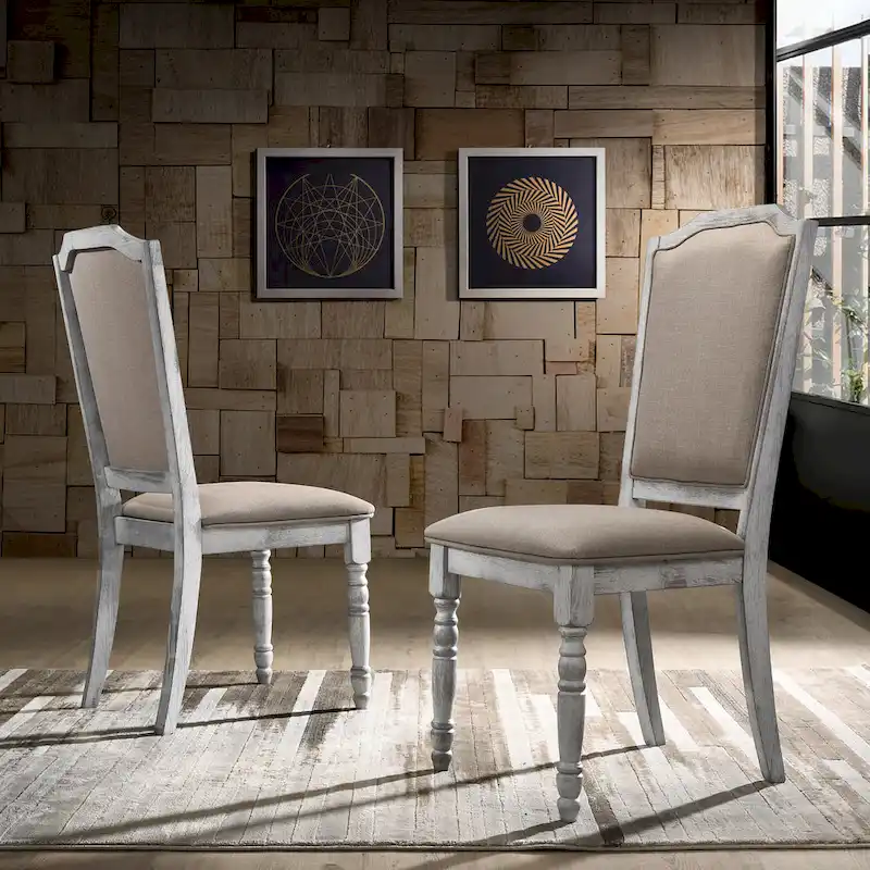 Roundhill Furniture Salines 7-Piece Dining Set, Rustic White and Oak