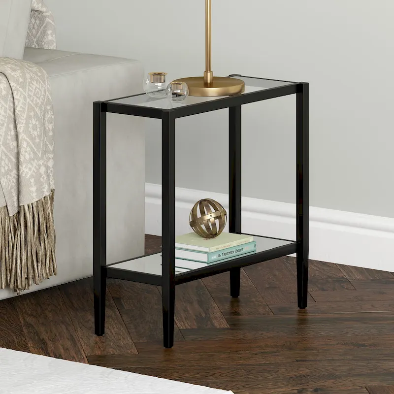 Hera 24 Rectangular Side Table with Glass Shelf