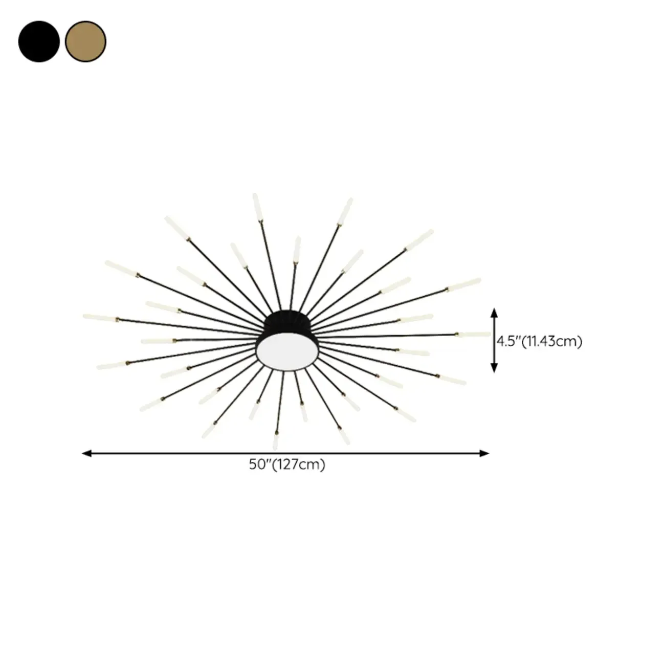 Modern Gold Metal Sputnik Semi Flush Ceiling Light