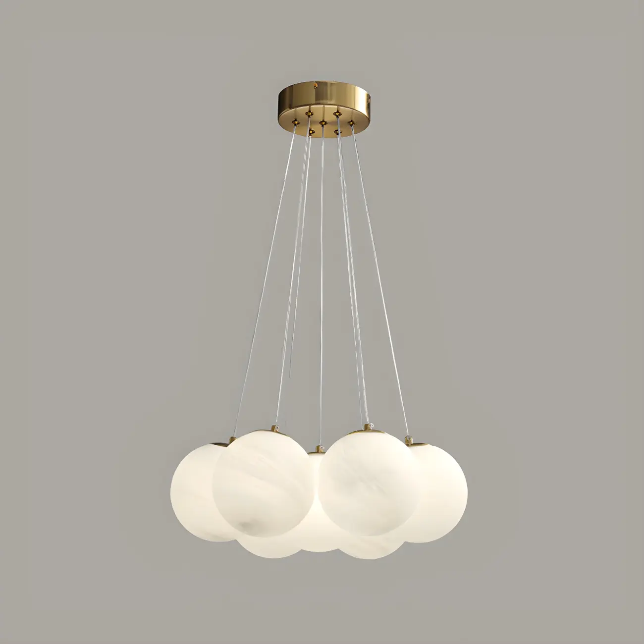 Adjustable White Glass Cluster Sphere Chandelier Modern Elegant