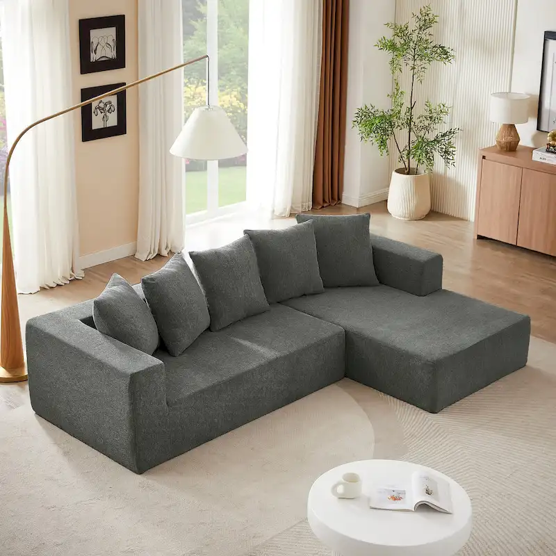 105.2 Cloud Chenille Right L-Shaped Modular Sectional Sofa, 2-Piece Free Combination