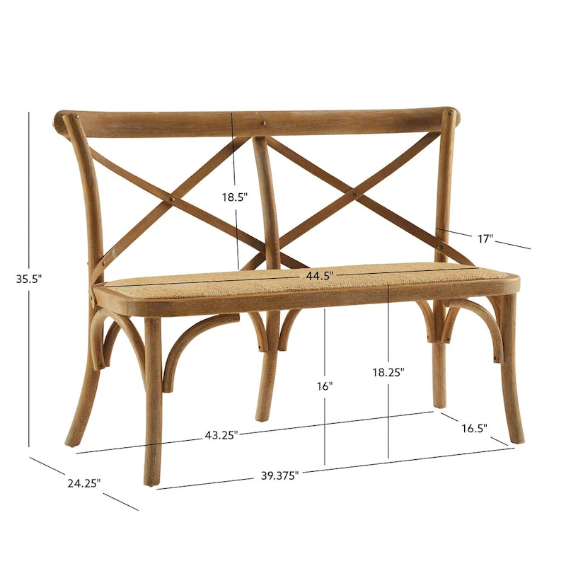 Delilah Brown Rattan Bentwood X-Back Bench