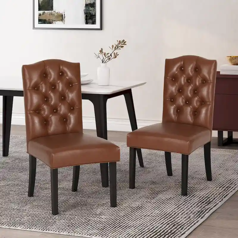 Contemporary Tufted Faux Leather Dining Chair - 21.50L x 25.75W x 41.50H