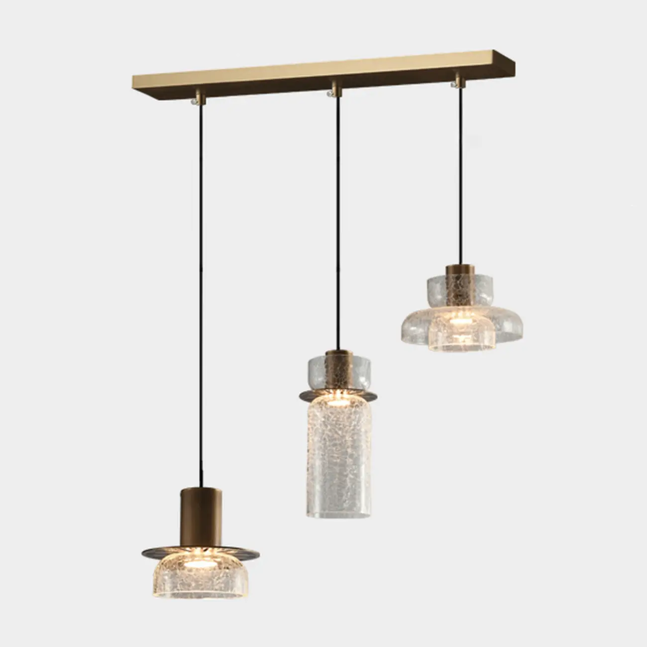 Modern Brass Metal Crackle Glass Warm LED Pendant Light