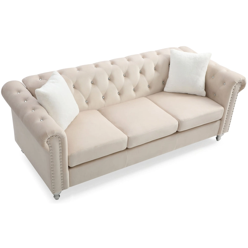 Raisa Microsuede Velvet Tufted Sofa