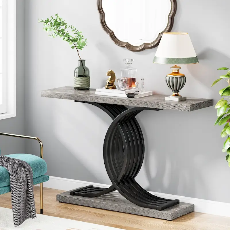 Console Table, Entryway Table with Geometric Legs, Sofa Table - 11.81  D x 39.37  W x 31.49  H