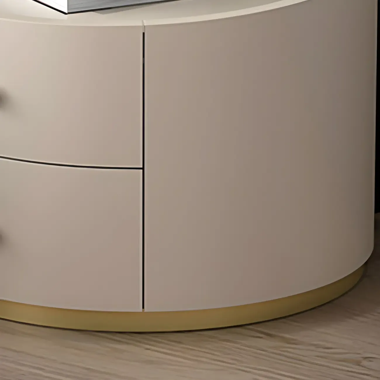 Glam Manufactured Wood Round 2-Drawer Nightstand