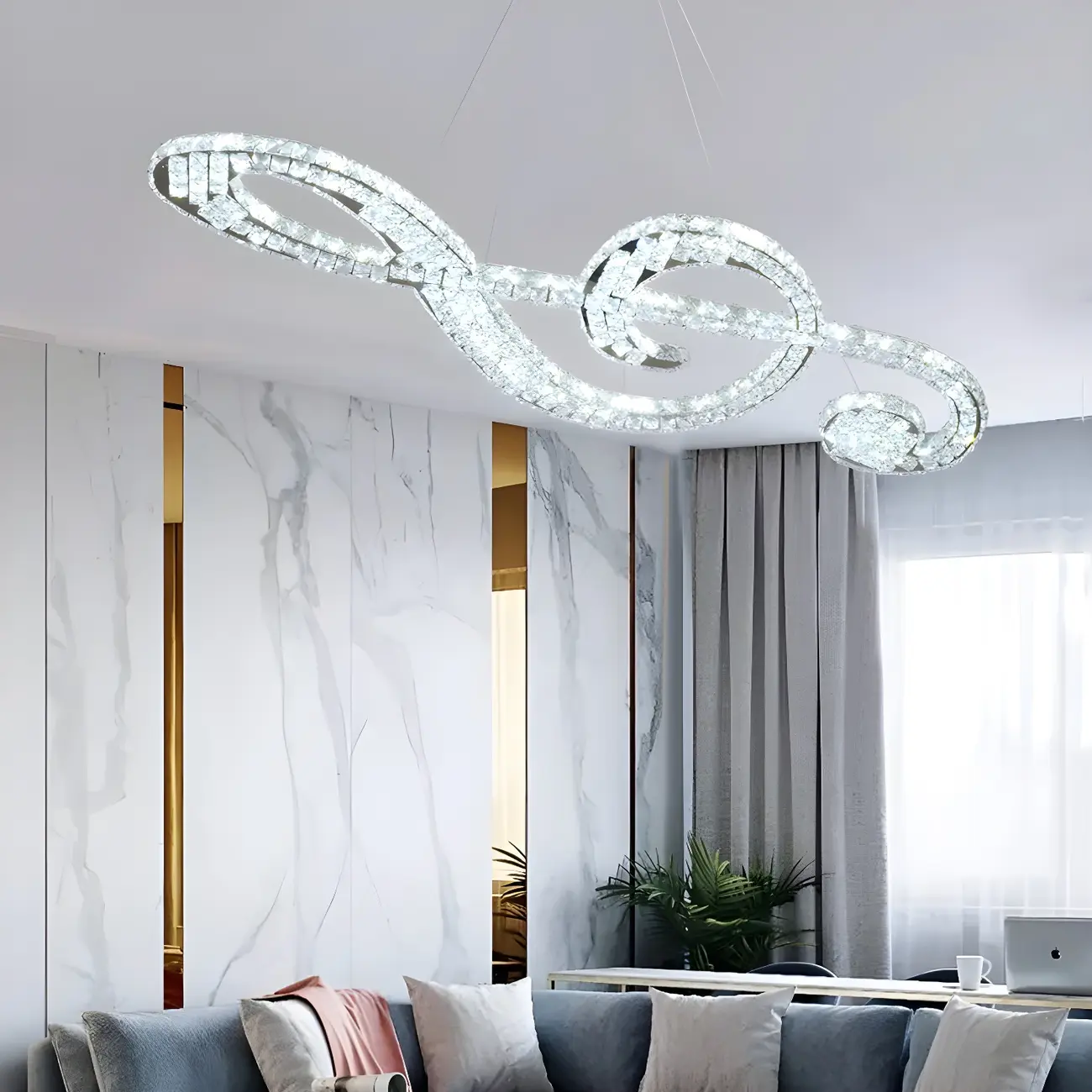 Artistic Modern Crystal 2-Light Island Pendant Light