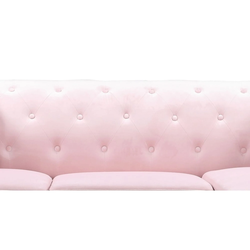 Pompano Velvet Button Tufted Sofa with Chaise
