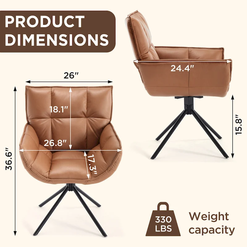 Faux Leather Upholstered Swivel Armchair Modern Home Office Chair