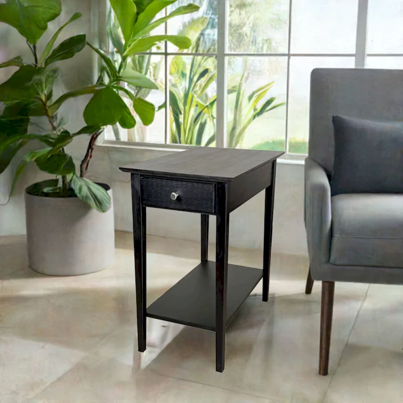 Solid Bamboo Recliner Table with Drawer