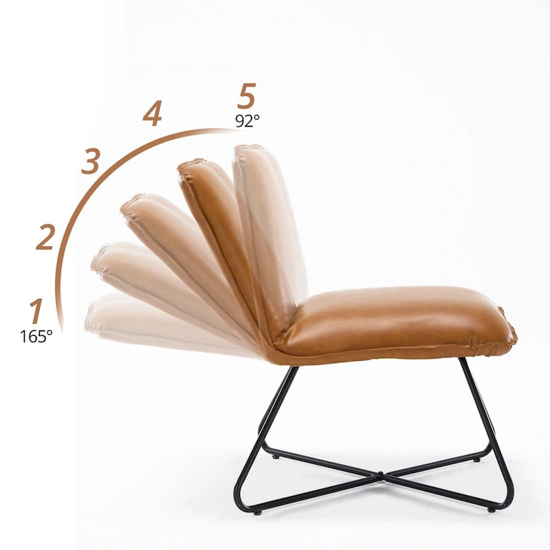 LUE BONA Mid Century Faux Leather Accent Chair With Adjustable Backrest - 31.5 H X 22.2 W X 23.6 D