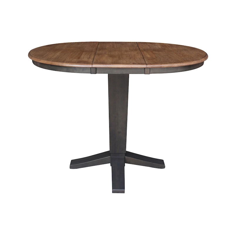 36 in Round Top Pedestal Counter Height Dining Table with 12 in Leaf