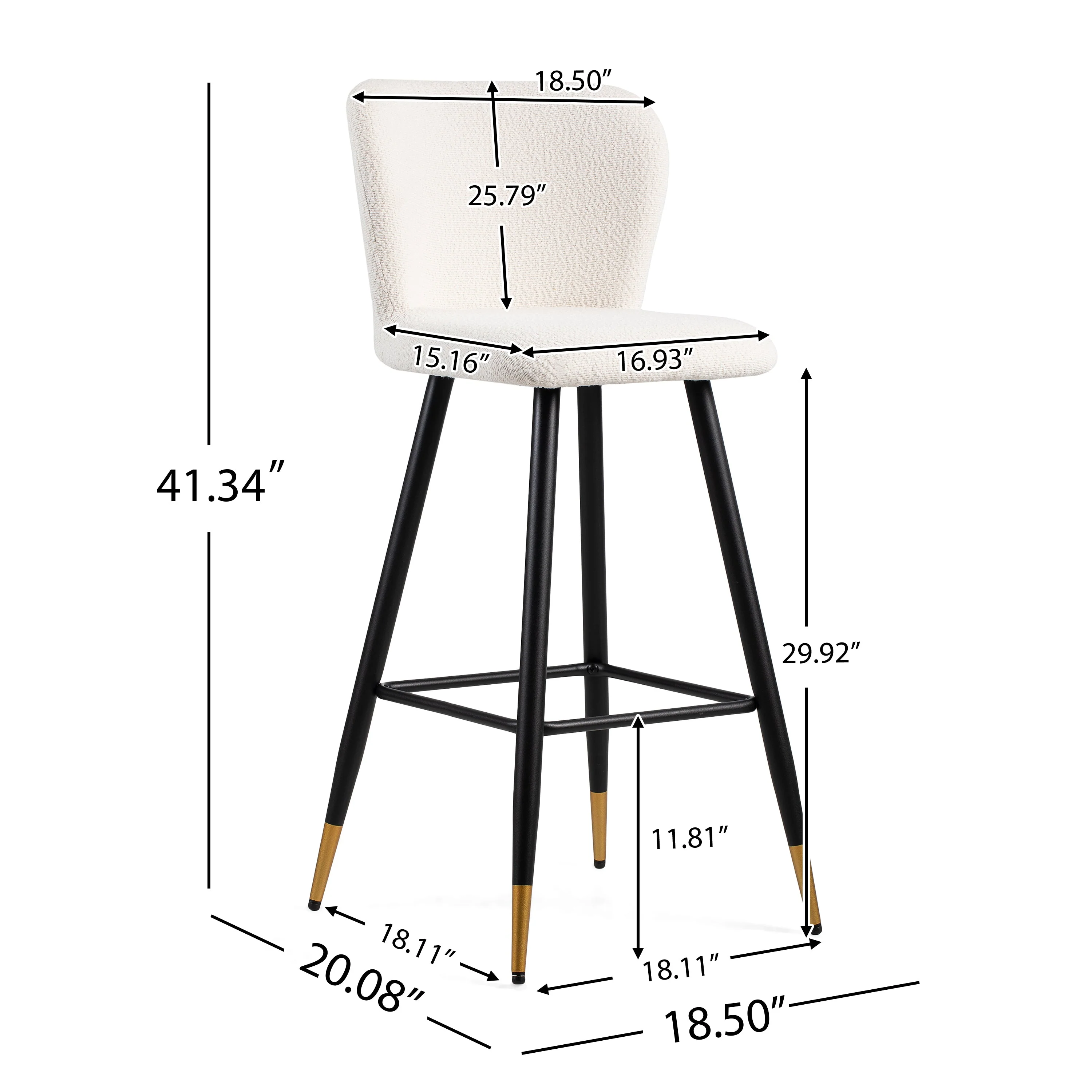 Modern Beige Upholstery Fabric Bar Stools with Footrest