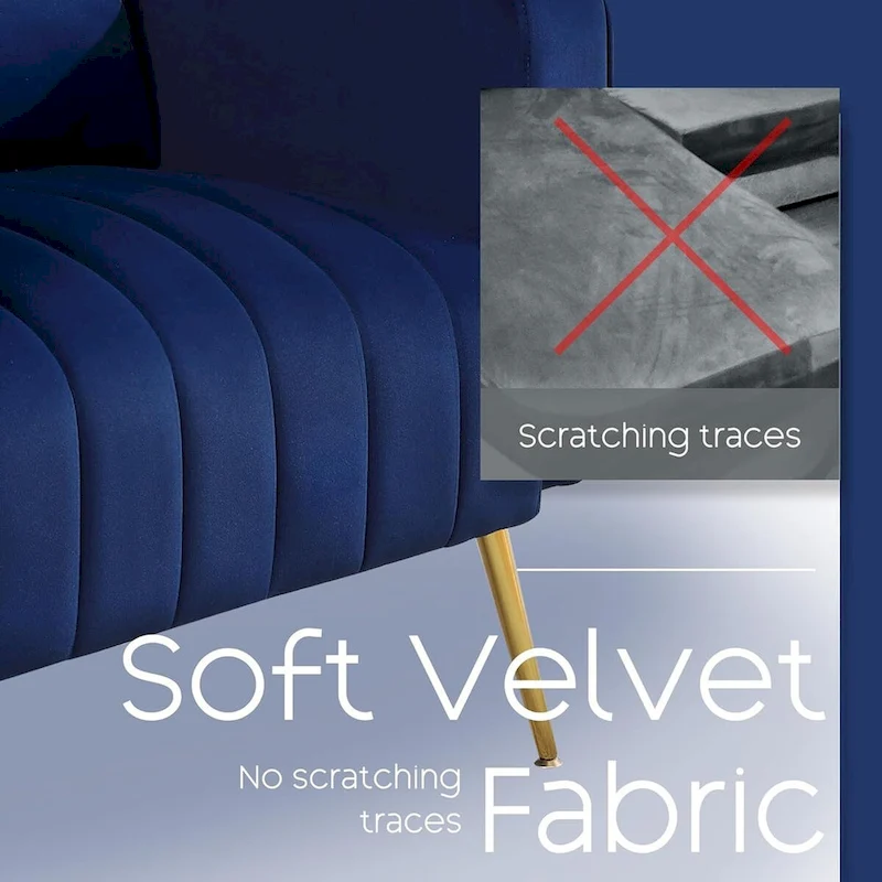 HOMYKA Accent Chair Upholstered Velvet Wingback Armchair with Pillows