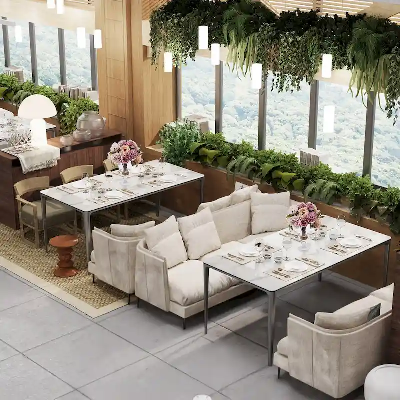 Luxurious Italian Marble Dining Table Sintered Stone Top Rectangular - 61.81x11.42x11.81 inch