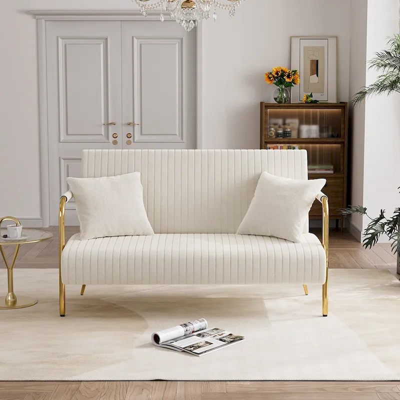 Ouyessir Upholstered Loveseat, Tufted Back Couch, Accent Armchair with 2 Pillows