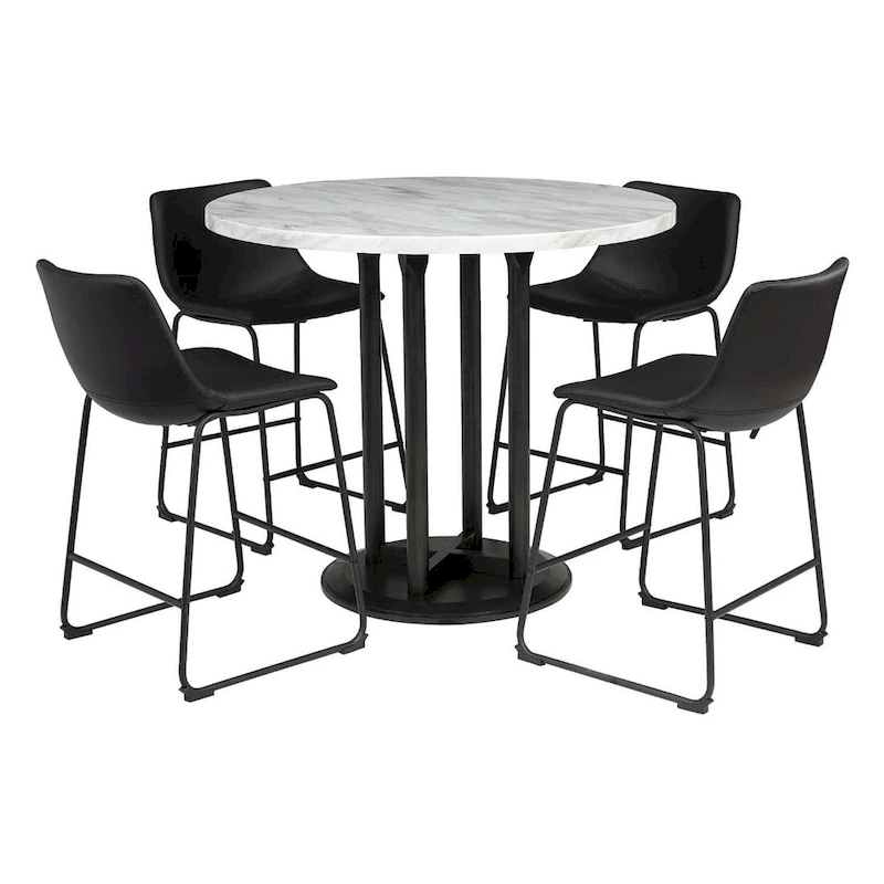 Centiar White/Black Circular Counter Height Table