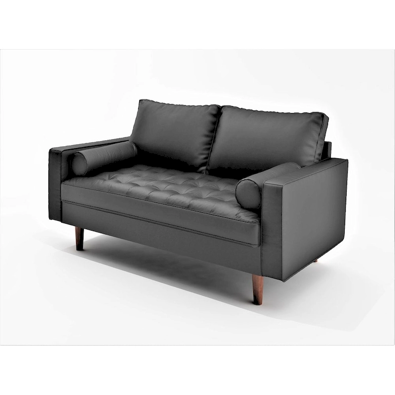 US Pride Lopez Faux Leather Mid-century Modern Loveseat