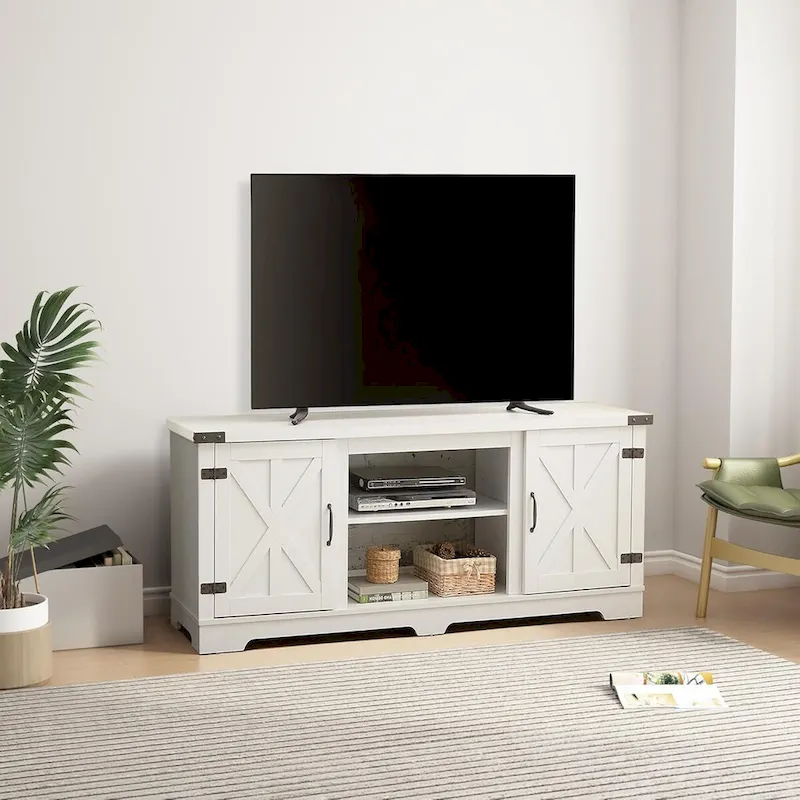 Roomfitters Modern Farmhouse TV Media Stand, Barn-Inspired Home Entertainment Console