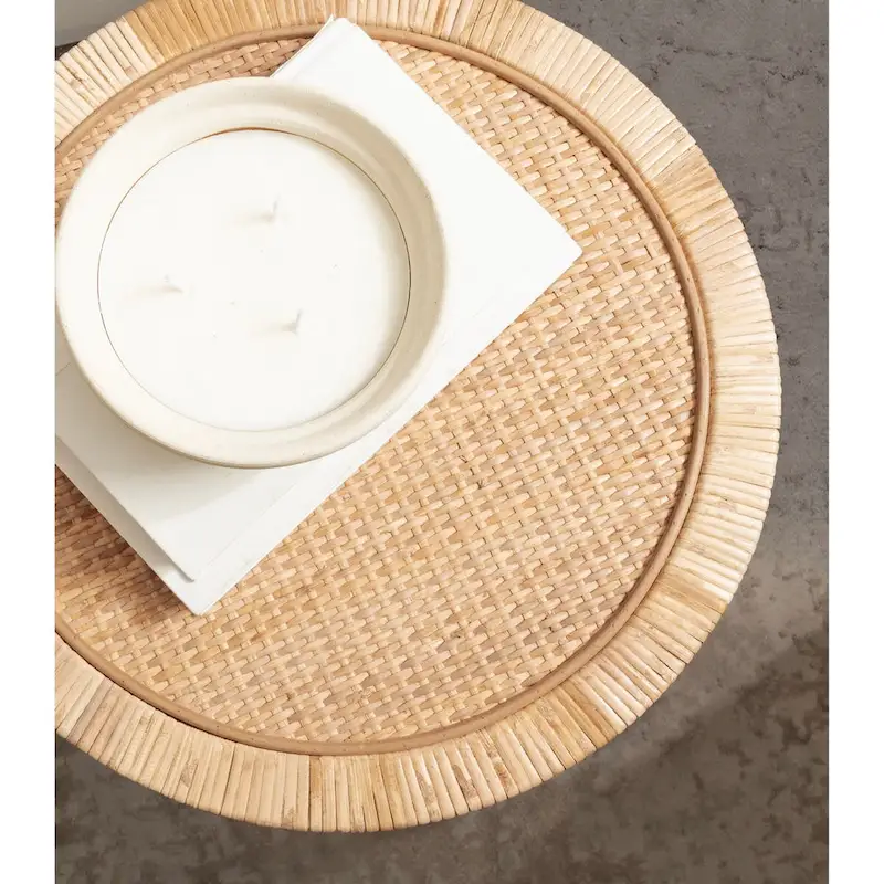 Kate and Laurel Rafina Rattan Side Table - 16x16x24