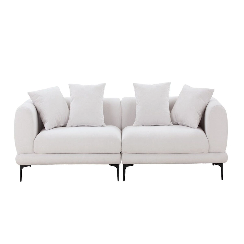 108.3in Upholstered Blue White 4-Seater Modern Fabric Sofa Couch