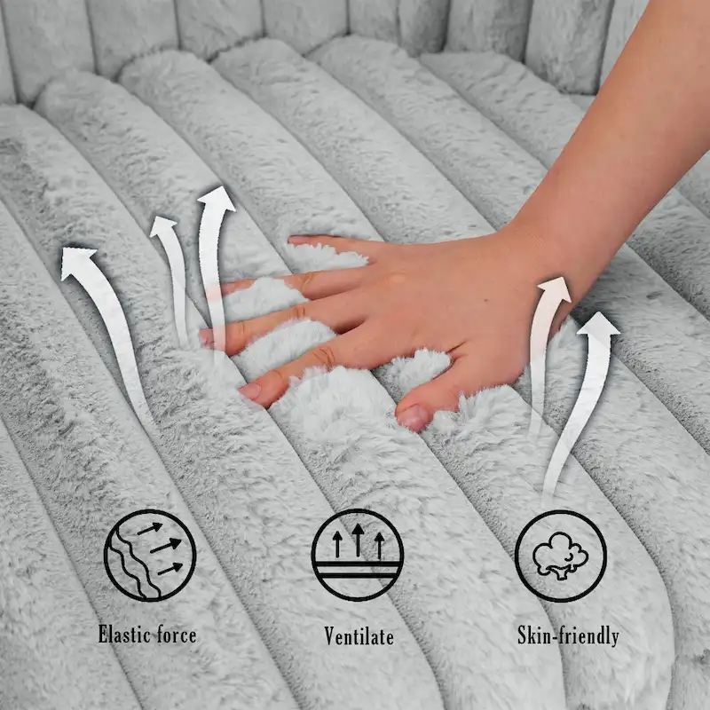 30.7W Faux Fur Upholstered Accent Chair Swivel Barrel Chair