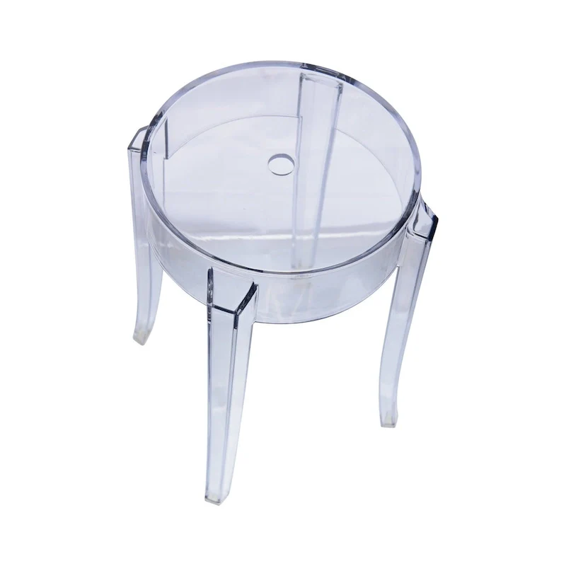 LeisureMod 18 in. High Backless Acrylic Counter Stool with Round Seat and Foot Rest - 18.1