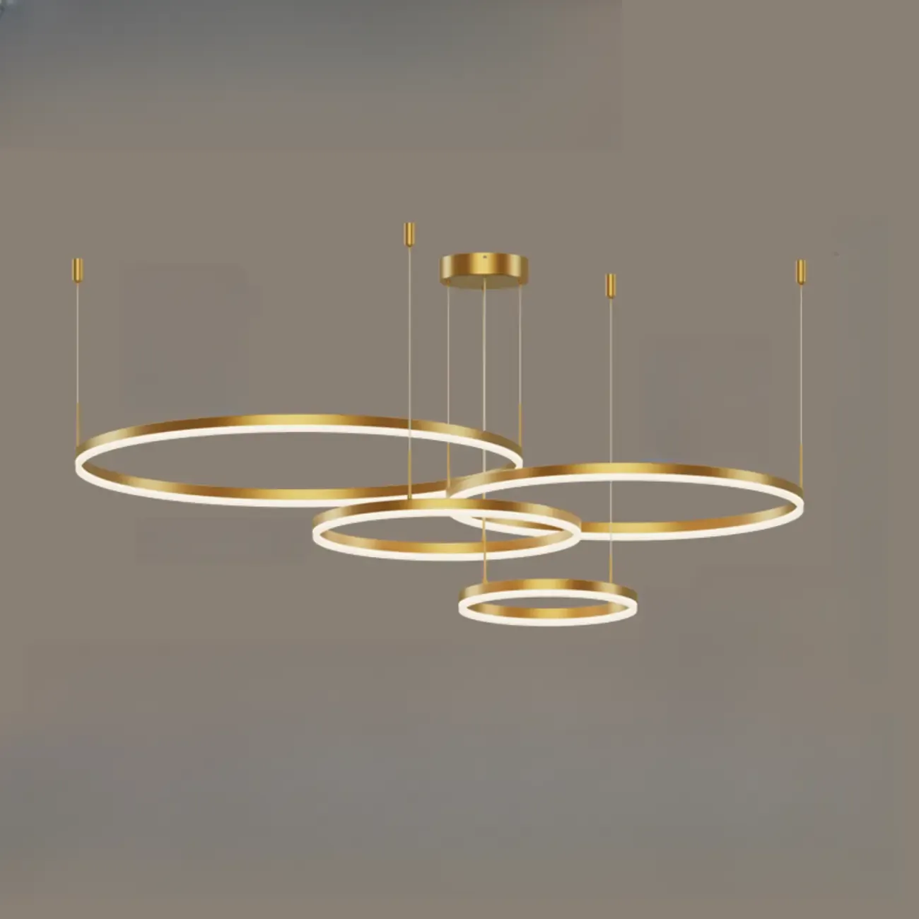 Modern Gold Multi-Circle Tiered Metal Ring LED Chandelier