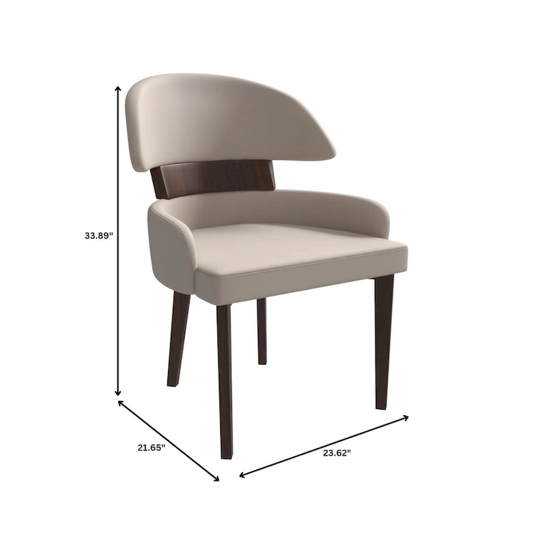 Leather Dining Chair with a Curved Back in Rubberwood Ethos Series by LeisureMod